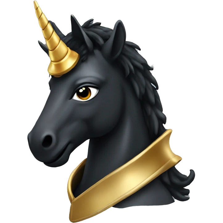Black Unicorn with a golden horn and wearing a hoodie  emoji