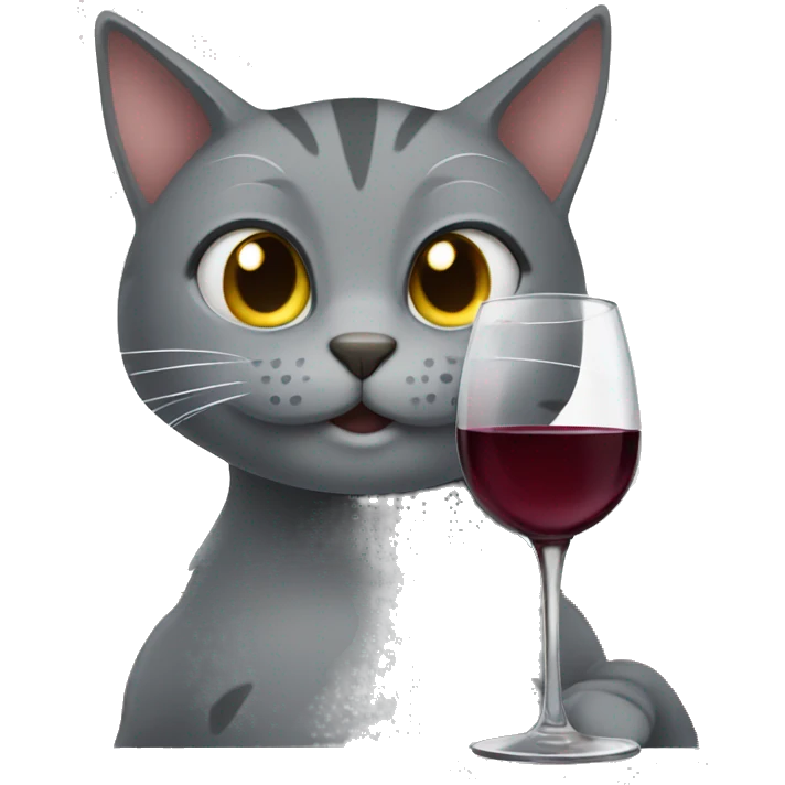 Grey Cat drinking wine emoji