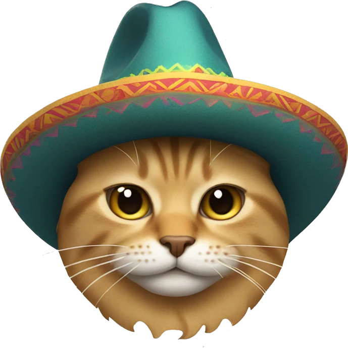 Cat wearing a sombrero hat with a mustache  emoji