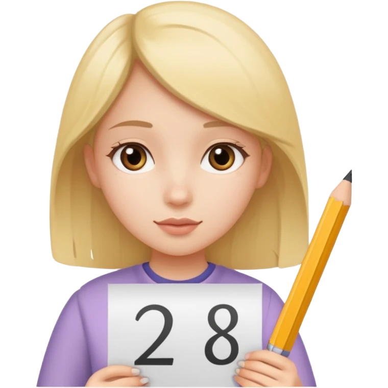 Girl holding a paper with a number emoji