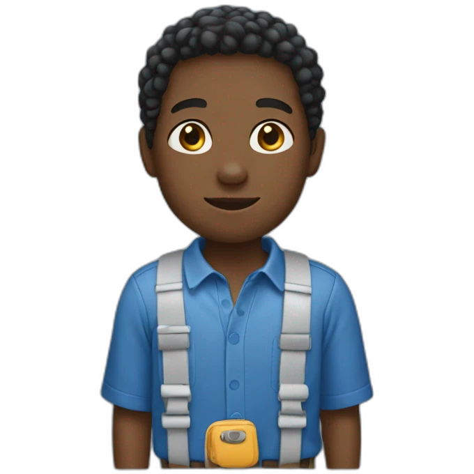 black boy wearing a blue full shirt emoji