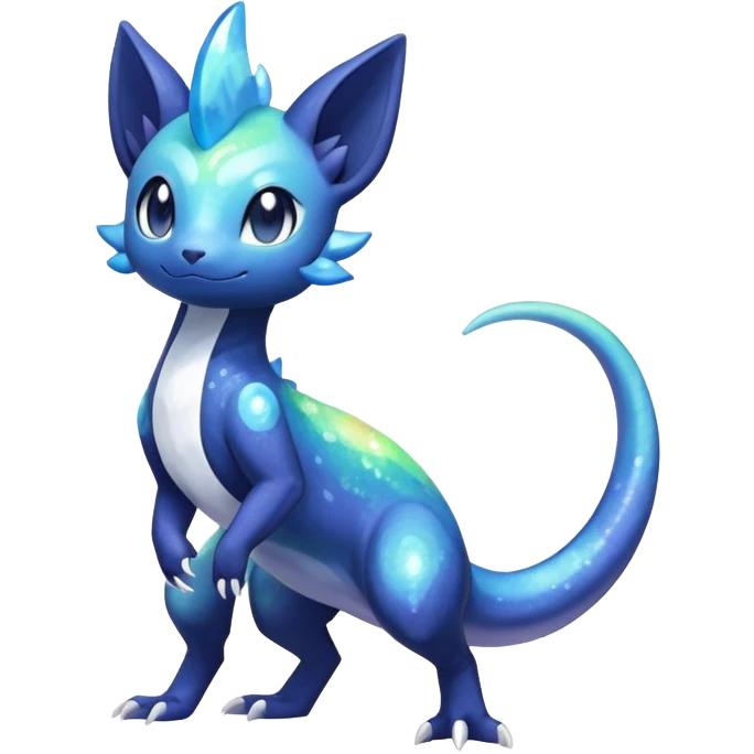 Rainbow crystal mix Shiny pastel Nebulae Salandit-Meowstic-Noibat-Fakémon-hybrid-creature (full body)  emoji