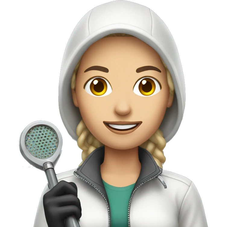 Pretty woman holding metal detector  emoji