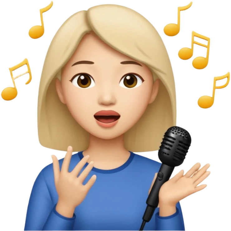 asian woman singing remove microphone emoji