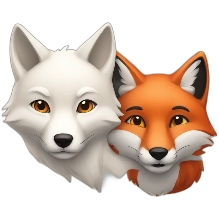 one red fox one white fox and one black fox emoji
