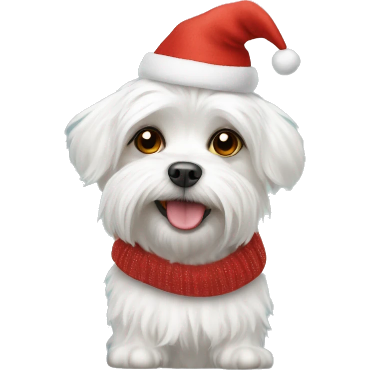 Maltese dog wearing a chirstmas hat  emoji