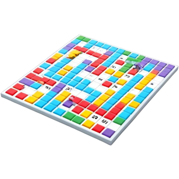 A photorealistic icon with a colorful, fragmented crossword magazine, a 3D puzzle, and a partially completed puzzle on a table. Bright, detailed design with realistic lighting. Transparent background, clearly symbolizing puzzles and brain games. emoji