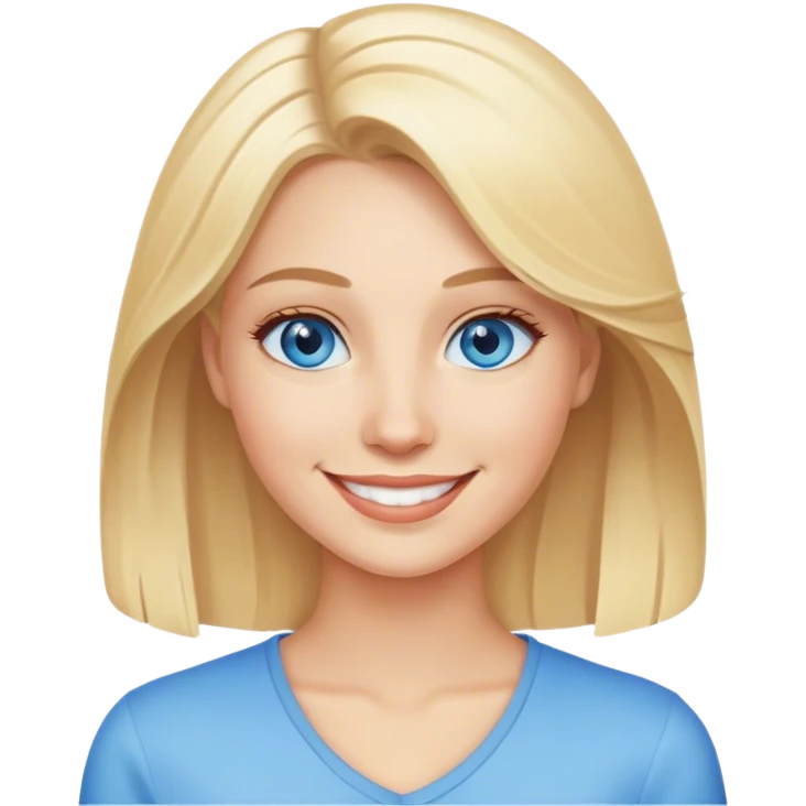 blonde woman smiling portrait blue ehee emoji
