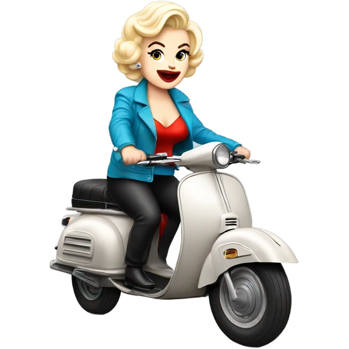 Marilyn Monroe riding a moped ￼ emoji