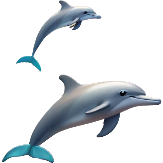 Dolphin in sunset with rainbows emoji