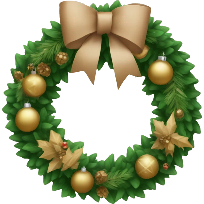 Green wreath with tan Christmas decorations emoji