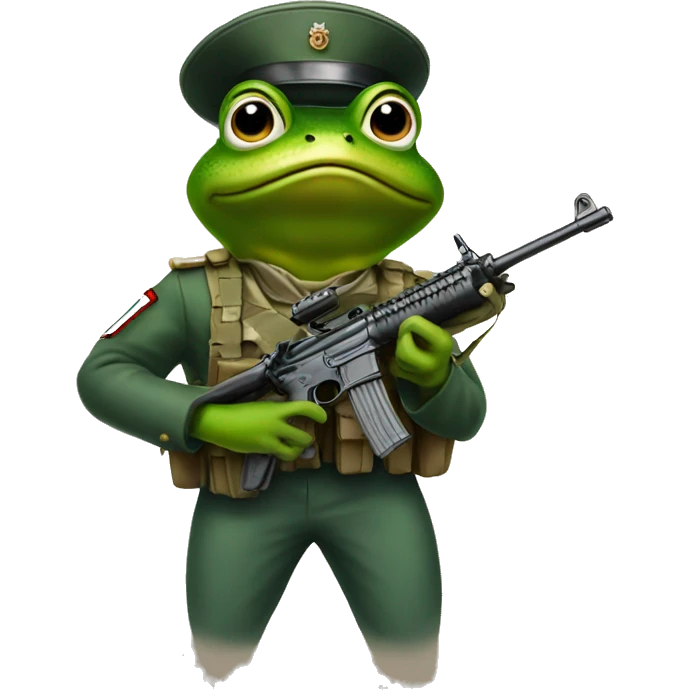 A frog as a soldier holding a rifle  emoji