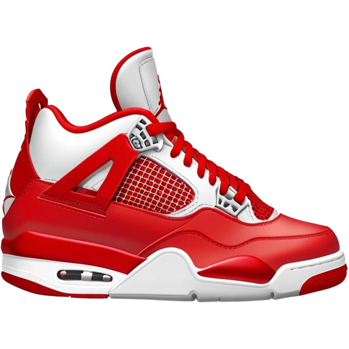 Jordan 4. Red upper. Red missile. White air bubble. Red tongue. Red laces  emoji