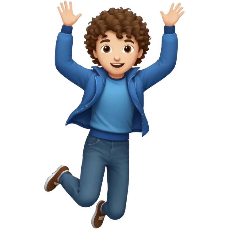 Boy with curly hair jumping  emoji