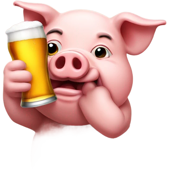 Drunk pig with beer emoji