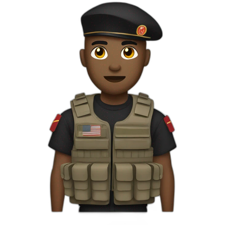 Marine corps rapper with microphone and bulletproof vest emoji