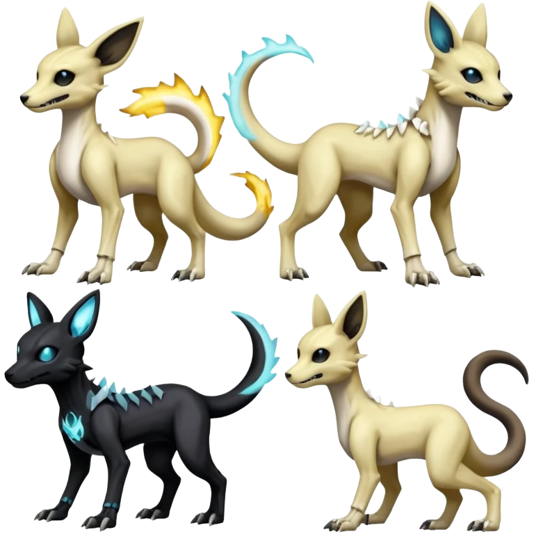 Elemental Skeletal-Manectric-Electrike-Lucio-Cubone-Umbreon-Marowak-Draco-Fakémon-hybrid-creature (full body), 4 legs emoji