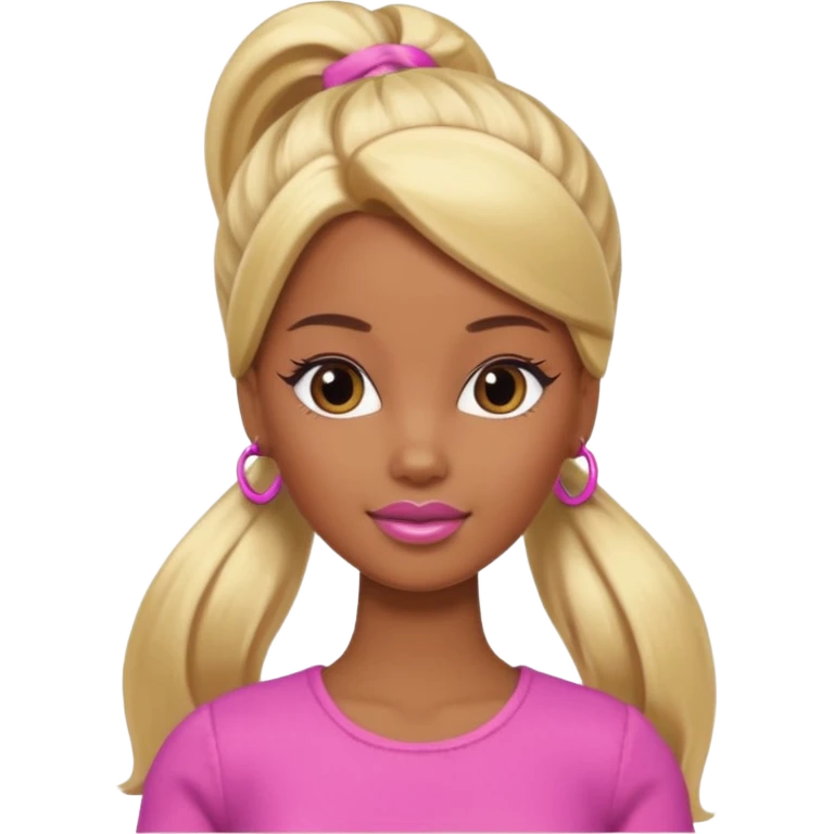 Brown skin blonde hair Barbie with hair in ponytail  emoji