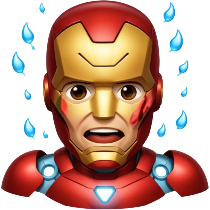 Create an Iron Man crying with laughter emoji