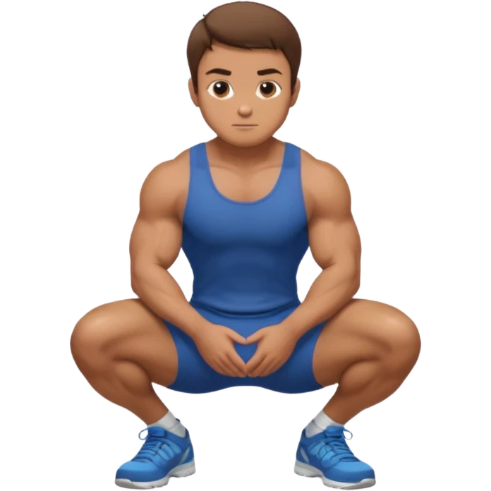 A regular man squatting with his hands on his knees emoji