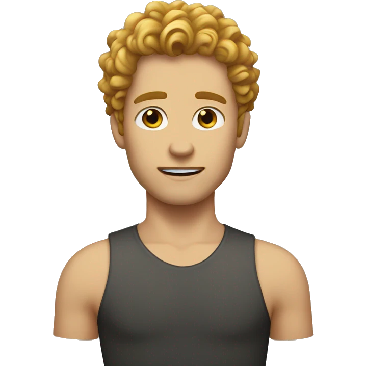 white young man with strong jawline and golden curly hair emoji