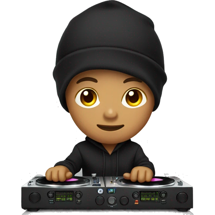 Filipino with black hoodie djing emoji