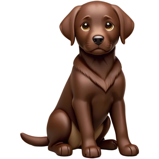 cinematic-[Labrador retriever]-realistic-full-body-sitting-emoji,-tail-resting-loosely-beside-its-paws,-head-tilted-dramatically, -sleek-[chocolate]-fur,-simplified-yet-realistic-focused-features,-highly-detailed,-glowing-with-an-almost-sarcastic-glow emoji