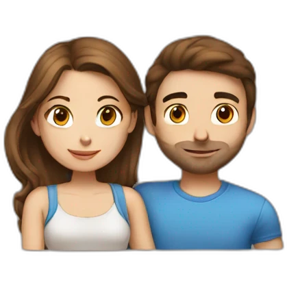 girl with brown hair kissing a guy with brown hair  emoji