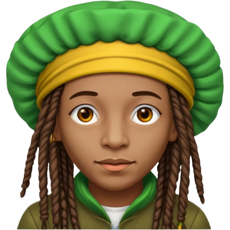Jamaican dreads with a Jamaican bonnet no person emoji