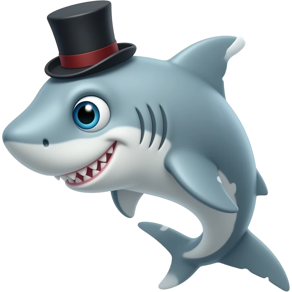Shark with a top hat emoji