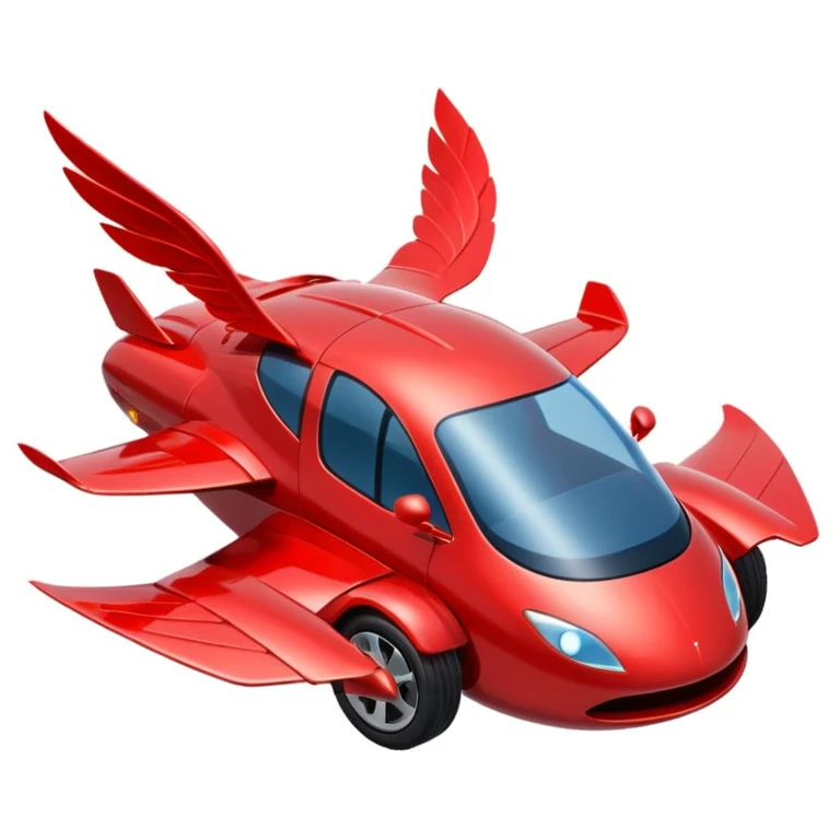 red flying car with wings emoji