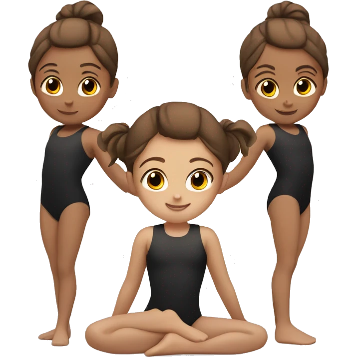 3 girls with brown hair doing gymnastics emoji