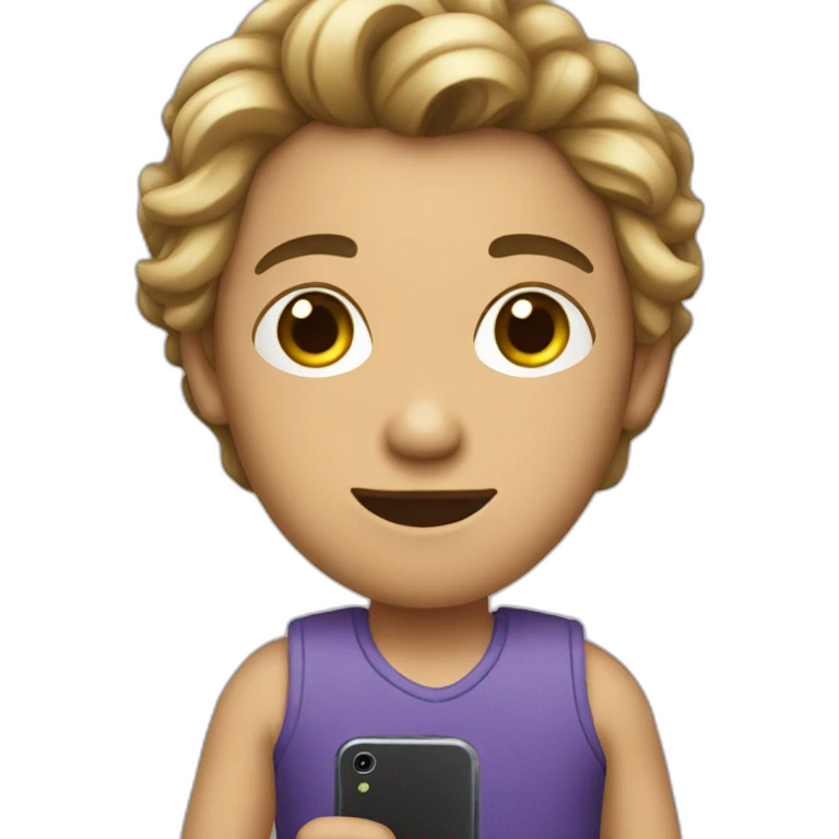 A young man wearing a dress and holding a phone emoji