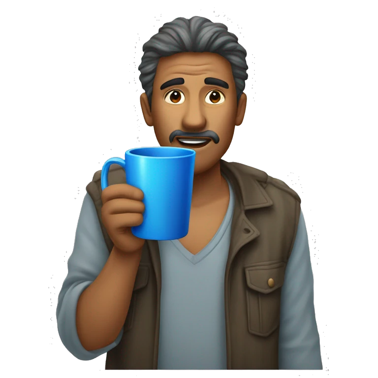 crie uma águia azul segurando uma caneca. emoji