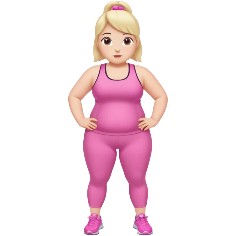 a pretty bratz fair girl in pink workout clothes (fat) emoji