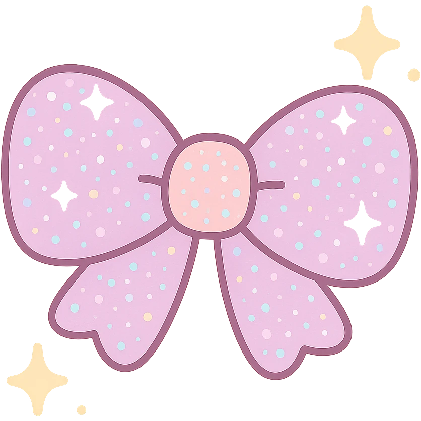 a glittery bow, sparkling and decorative, cute and eye-catching style emoji