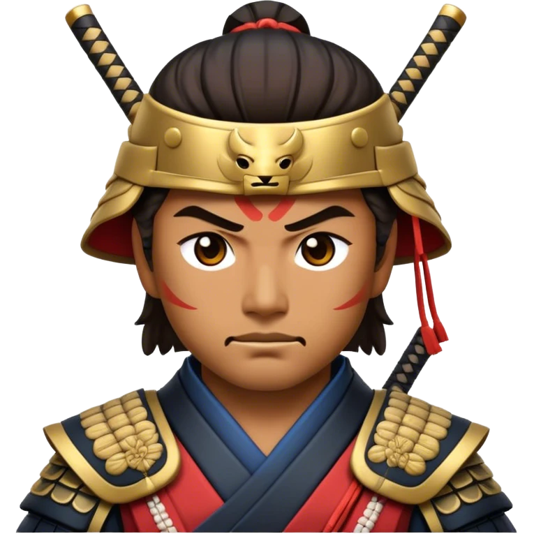Cinematic Realistic Samurai Pop Culture Emoji, depicted with a noble, stoic portrayal of a samurai warrior rendered with crisp detail and dramatic, traditional lighting. emoji