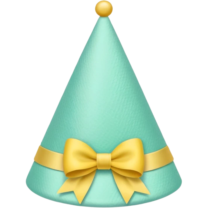 birthday hat with a bow, pastel mint and yellow emoji