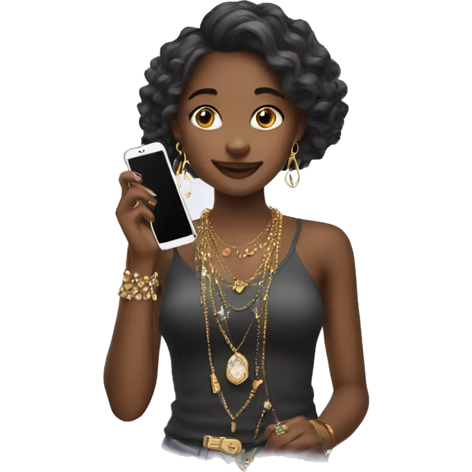 girl with phone and jewelry emoji