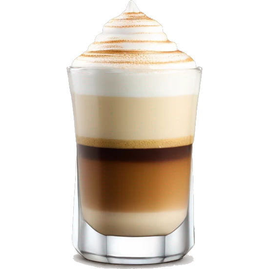 One Barraquito in a clear Glass with layers of condensed milk, liqor 43, Espresso and milk foam  emoji