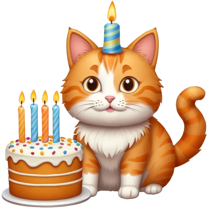 Cat with birthday cake emoji
