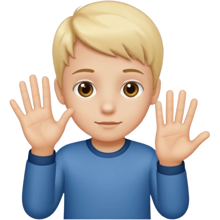 A kid holding a 6 on they left hand and 7 on right emoji