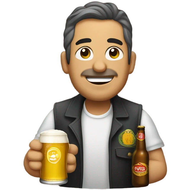 un vendedor de la ONCE bebiendo cerveza emoji