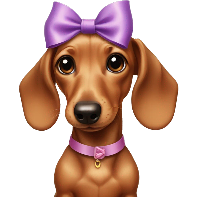 Tiny Dachshund with a bow on forehead  emoji