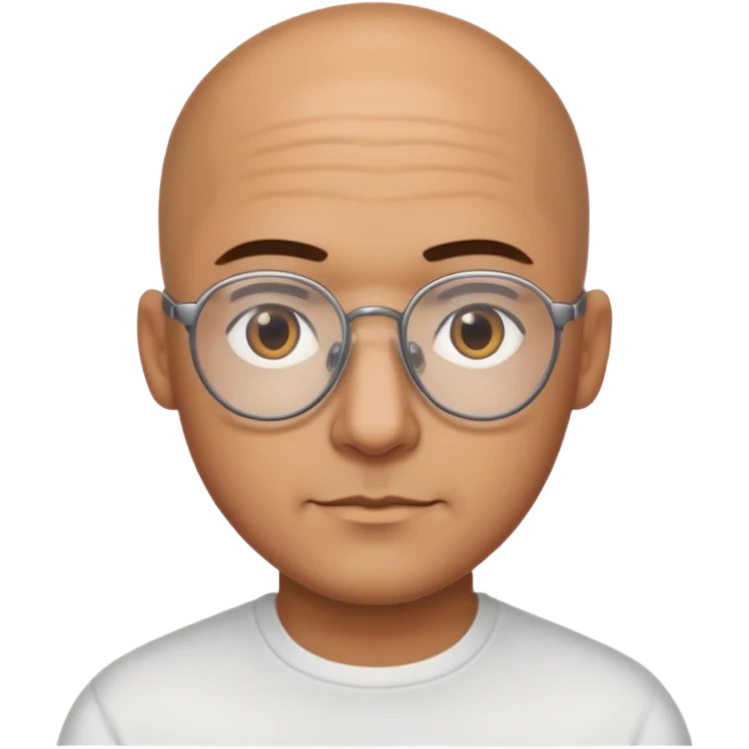 papà calvo occhi marroni e occhiali con doppio ponte emoji