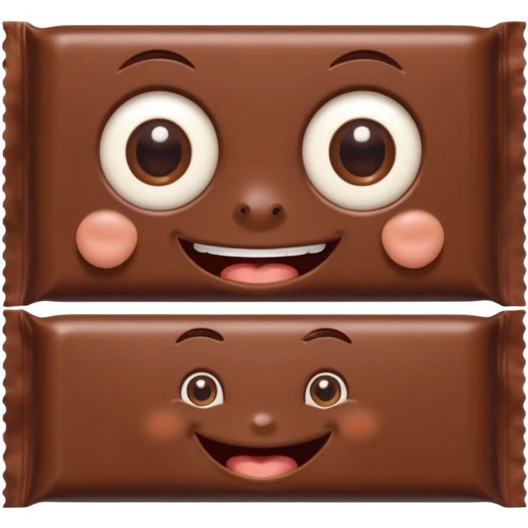  chocolate bar with eyes and mouth looking at the camer emoji