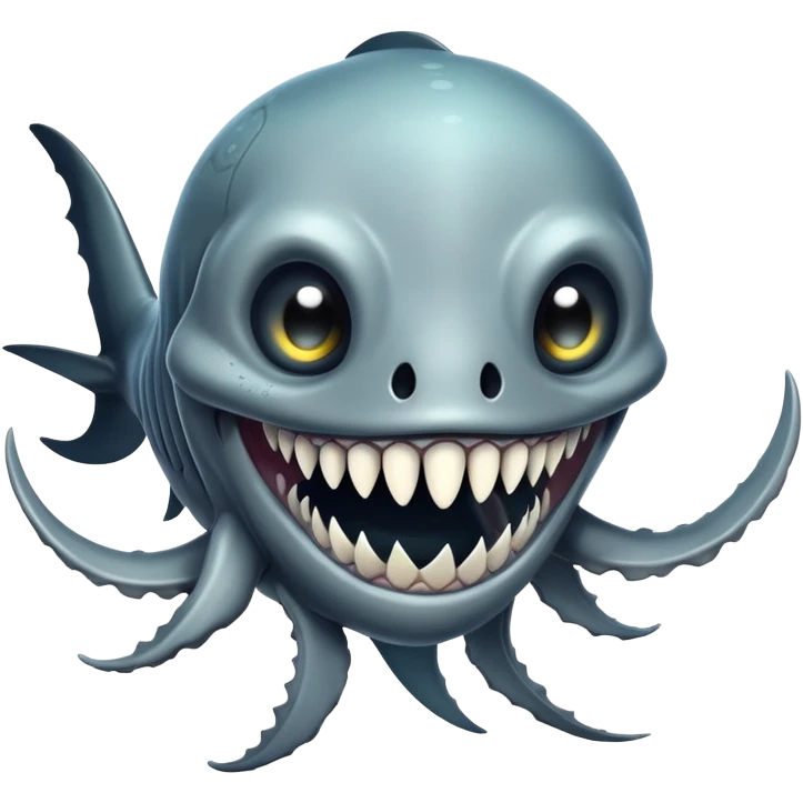 Happy Reaper Leviathan from Subnautica, underwater creature with mandibles, cheerful expression emoji