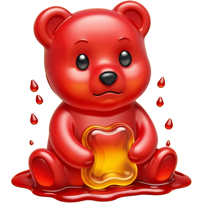 Sad Gummy bear melting into ground emoji