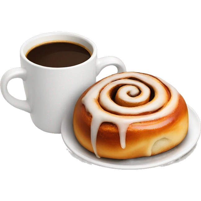 Cinnamon Roll next to coffee emoji