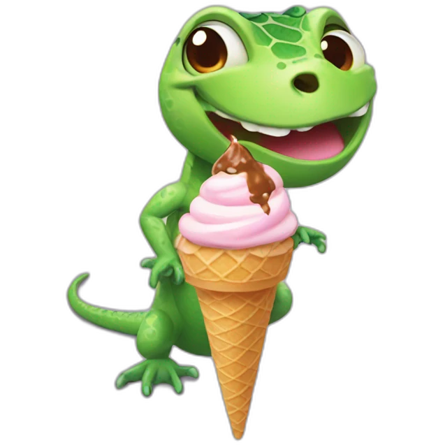 little lizard with ice cream emoji